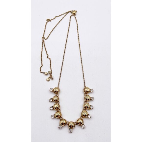 Ann Taylor Adjustable Gold Tone Bead & Crystal Statement Necklace Slider Collar - Picture 3 of 7